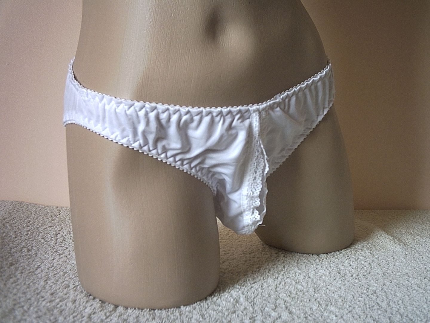 Girls Buy Your Man HIs Own Silky White Frilly Crotchless Knickers